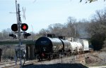 GATX 229497 brings up the rear of the NS yard job E19 as it grinds its way up the old Main Line